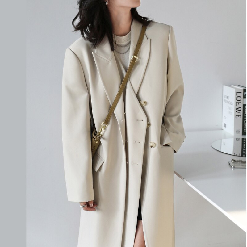 Žene Trench Temperament Femme Dizajnirana urezana dugačka vanjska odjeća Nepravilan minimalizam Harajuku Japanski krojeni Vintage Ins Mujer