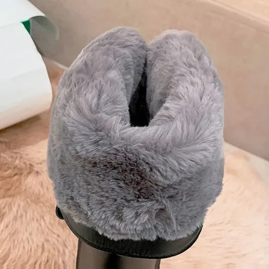 Pofulove Krznene čizme Ženske zimske cipele Chelsea čizme Crne kožne čizme Plišane tople cipele na platformu Debele cipele Modni dizajner Botas