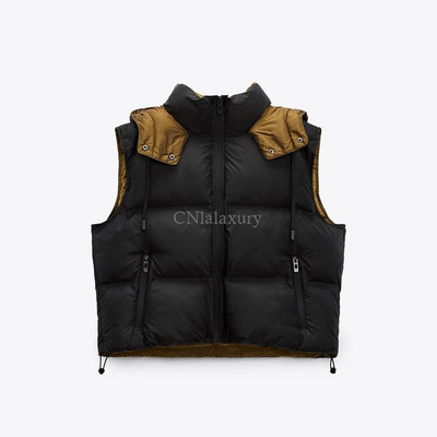 CNlaxury rudens ziemas sieviete, melna kokvilnas veste ar kapuci, ikdienas veste bezpiedurknēm, krāsaina bloka veste, vienkārša rāvējslēdzēja augšdaļa, sieviešu kabata