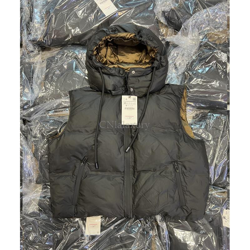 CNlaxury rudens ziemas sieviete, melna kokvilnas veste ar kapuci, ikdienas veste bezpiedurknēm, krāsaina bloka veste, vienkārša rāvējslēdzēja augšdaļa, sieviešu kabata