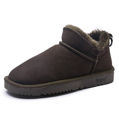 Sieviešu ziemas sniega zābaki Plus samta siltums, neslīdoši apavi sievietēm ārā, jauni plīša puszābaki sievietēm ar plakanu apakšu