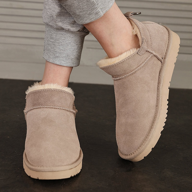 Sieviešu ziemas sniega zābaki Plus samta siltums, neslīdoši apavi sievietēm ārā, jauni plīša puszābaki sievietēm ar plakanu apakšu