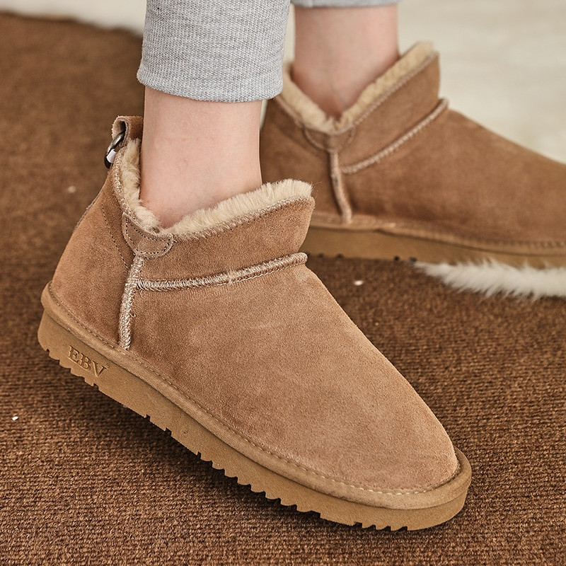 Sieviešu ziemas sniega zābaki Plus samta siltums, neslīdoši apavi sievietēm ārā, jauni plīša puszābaki sievietēm ar plakanu apakšu