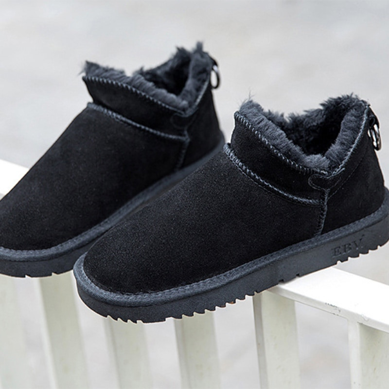 Sieviešu ziemas sniega zābaki Plus samta siltums, neslīdoši apavi sievietēm ārā, jauni plīša puszābaki sievietēm ar plakanu apakšu