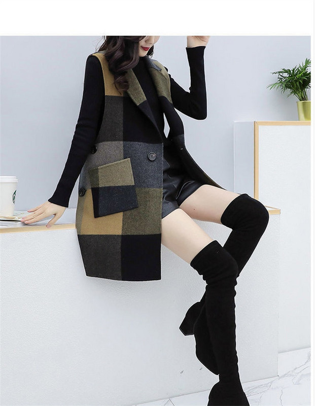 2021 Jesen Zima Ženski novi korejski prsluk srednje dužine Ženski uski tanki temperamentni kaput Ženski modni vuneni prsluk A711