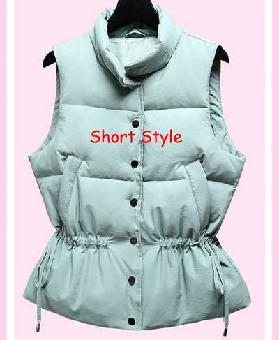 2021 Γυναικείο γιλέκο με βαμβακερή επένδυση Μεσαίου μήκους Φθινοπωρινό χειμωνιάτικο ζεστό αμάνικο τζάκετ Γιλέκο Φύλλα Εξωτερικά ρούχα Φοιτητικό γιλέκο