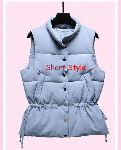 2021 Γυναικείο γιλέκο με βαμβακερή επένδυση Μεσαίου μήκους Φθινοπωρινό χειμωνιάτικο ζεστό αμάνικο τζάκετ Γιλέκο Φύλλα Εξωτερικά ρούχα Φοιτητικό γιλέκο