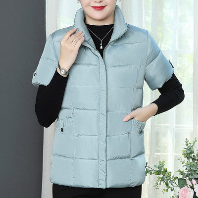 Zīmoli Kokvilnas Sieviešu Veste Ziemas Īss Virsdrēbes Veste Cieta Bieza Saglabā siltumu Puspiedurknes Jakas Maskēšanās veste Liela izmēra