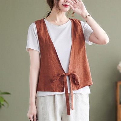 Modni elegantni prsluci za žene Ženski gornji dijelovi od lana Ljetni tanki široki prsluk 2022. Kardigan Jakna bez rukava Prsluk Ženski prsluk