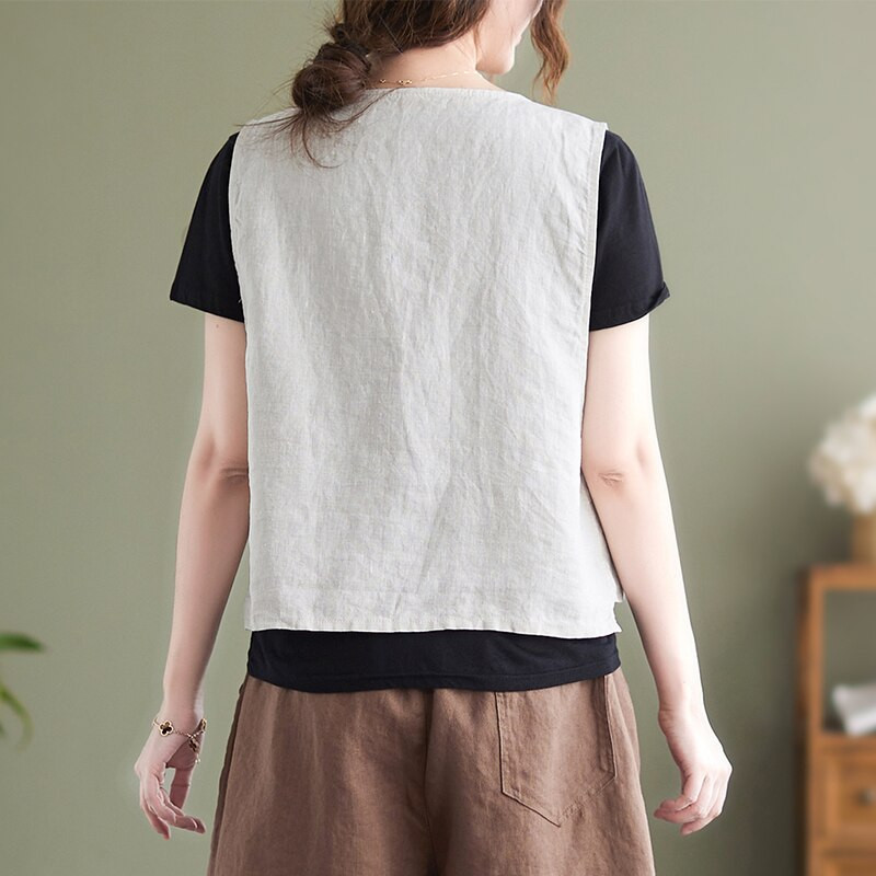 Modni elegantni prsluci za žene Ženski gornji dijelovi od lana Ljetni tanki široki prsluk 2022. Kardigan Jakna bez rukava Prsluk Ženski prsluk