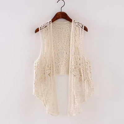 Asimetriska atvērta dūriena jaciņa vasaras pludmales boho hipiju cilvēku stila tamborēta adīta izšuvuma blūze bez piedurknēm veste 2021