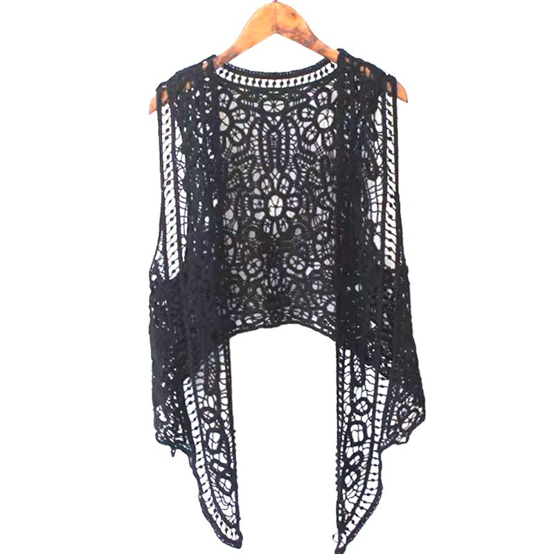 Asimetriska atvērta dūriena jaciņa vasaras pludmales boho hipiju cilvēku stila tamborēta adīta izšuvuma blūze bez piedurknēm veste 2021