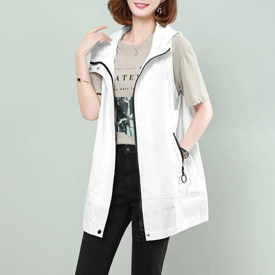 2022 Ženska prsluk Jakna srednje dužine Proljeće Jesen Prsluk Nove široke jakne bez rukava Modni prsluk sa patentnim zatvaračem Ženski 4XL