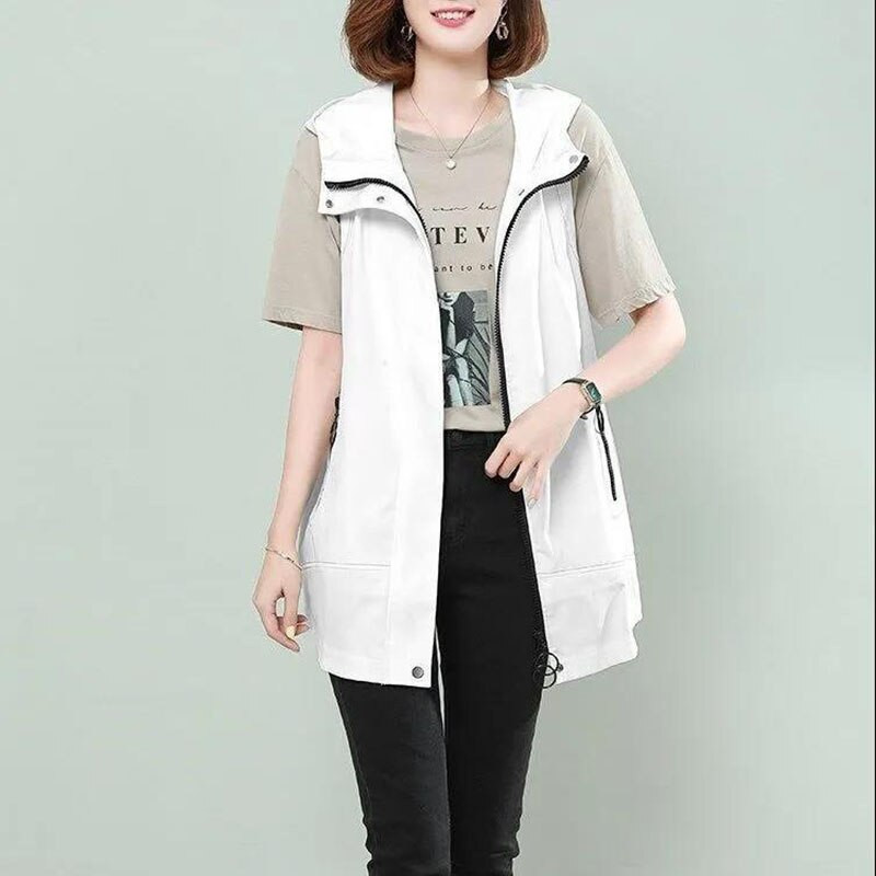 2022 Ženska prsluk Jakna srednje dužine Proljeće Jesen Prsluk Nove široke jakne bez rukava Modni prsluk sa patentnim zatvaračem Ženski 4XL