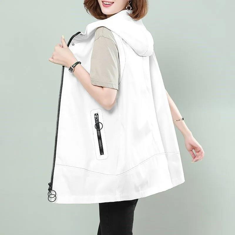 2022 Ženska prsluk Jakna srednje dužine Proljeće Jesen Prsluk Nove široke jakne bez rukava Modni prsluk sa patentnim zatvaračem Ženski 4XL