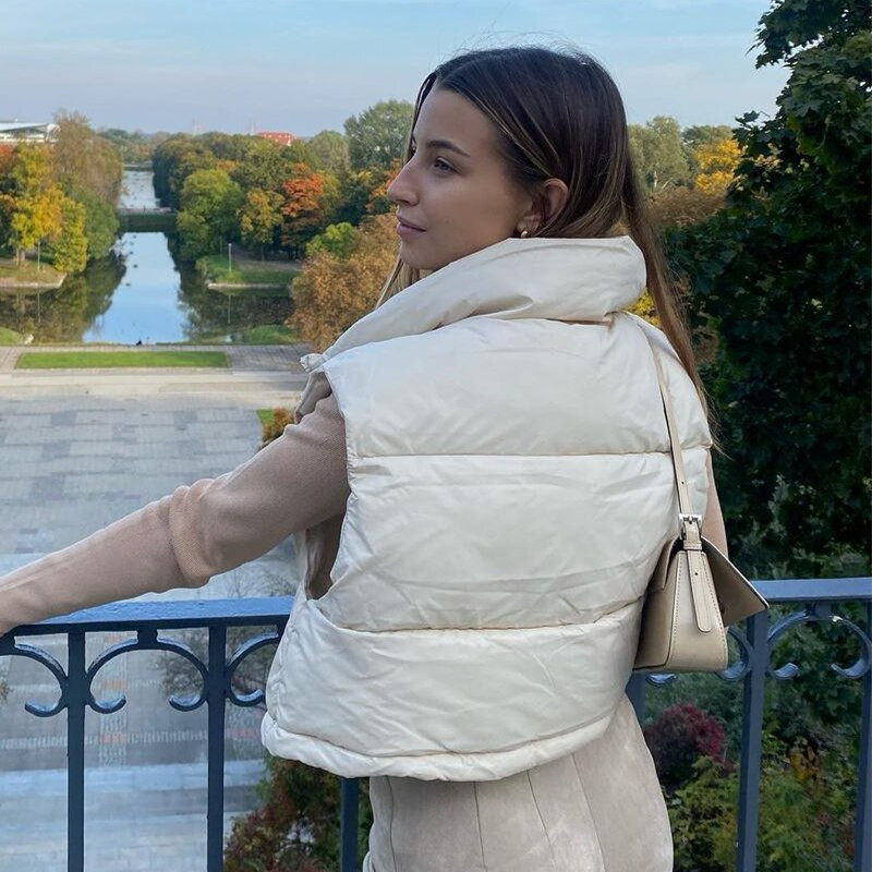 Sieviešu modes īss, apgriezts veste bez piedurknēm Sieviešu Parka Ikdienas virsdrēbes Silta Veste ar rāvējslēdzēju Sieviešu veste Šiki sieviešu topi