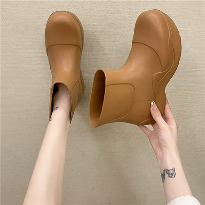 Ultralake EVA vodootporne ženske kišne čizme s natikačima, debelim potplatom i velikim prstima, modne ženske kišne cipele, čvrste gležnjače s platformom za djevojčice