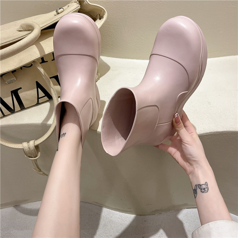 Ultralake EVA vodootporne ženske kišne čizme s natikačima, debelim potplatom i velikim prstima, modne ženske kišne cipele, čvrste gležnjače s platformom za djevojčice