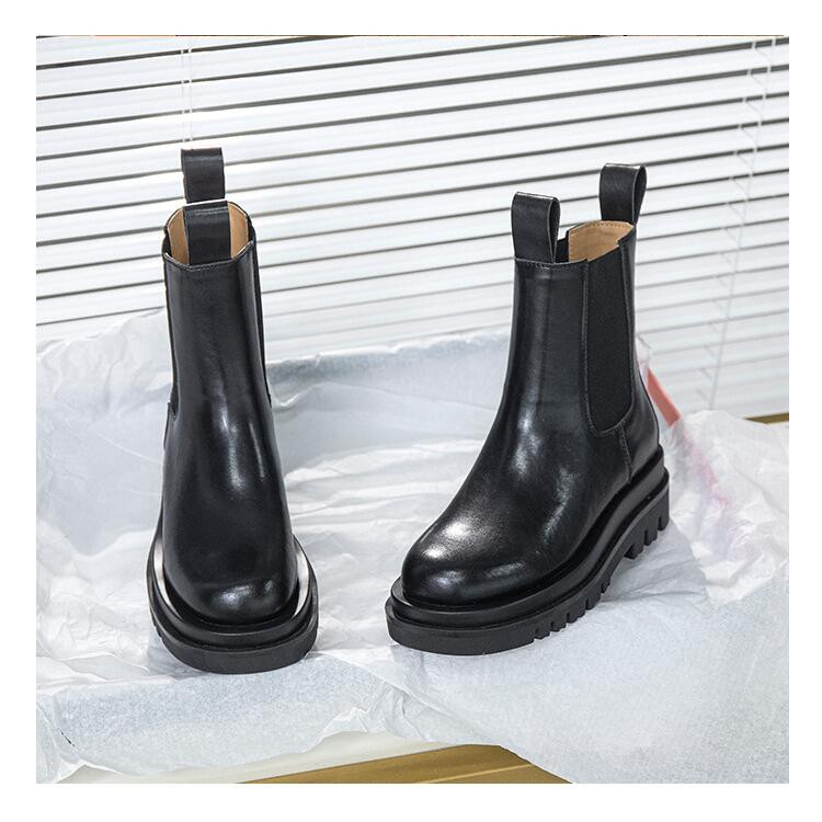 Botas Femininas 2022. gada pavasara puszābaki  Chelsea krāsa melni ādas zābaki ziemas silti plīša zābaki botas de mujer