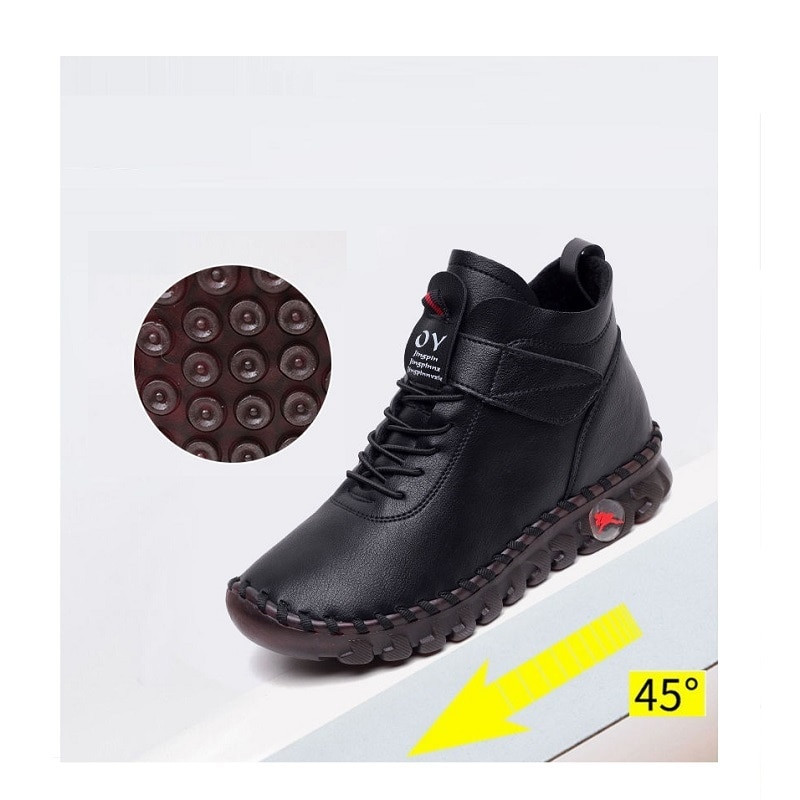 Ziemas ortopēdiskie zābaki sievietēm rudens rudens ādas kurpes ar kažokādu melni mokasīni sieviešu puszābaki Mamma plīša kurpes zābaciņi