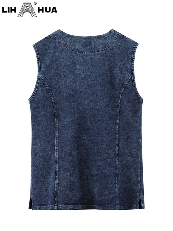 LIH HUA sieviešu lielizmēra veste, pavasarīga, augstas elastības rāvējslēdzējs, kokvilnas adīta ikdienas modes veste