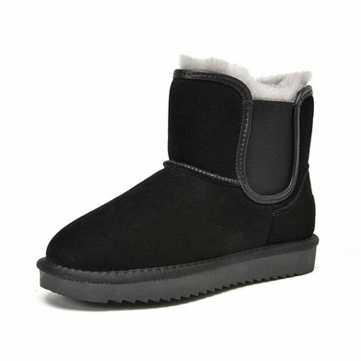 BeauToday Snow Boots Γυναικείες Παιδικές Suede Δερμάτινες Μπότες Chelsea Elastic Band Γυναικεία οδοντωτή σόλα Χειμερινά ζεστά γούνινα παπούτσια χειροποίητα 08029