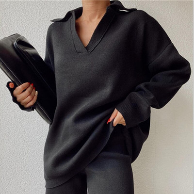 Polo apkakle rudens ziemas cieti džemperi, džemperi, sieviešu 2022. gada brīvs, biezs džemperis, gadījuma rakstura liela izmēra trikotāžas, elegants sieviešu džemperis