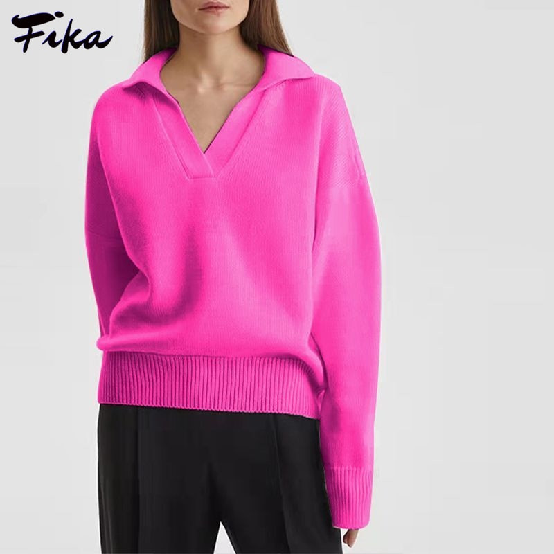 Polo apkakle rudens ziemas cieti džemperi, džemperi, sieviešu 2022. gada brīvs, biezs džemperis, gadījuma rakstura liela izmēra trikotāžas, elegants sieviešu džemperis