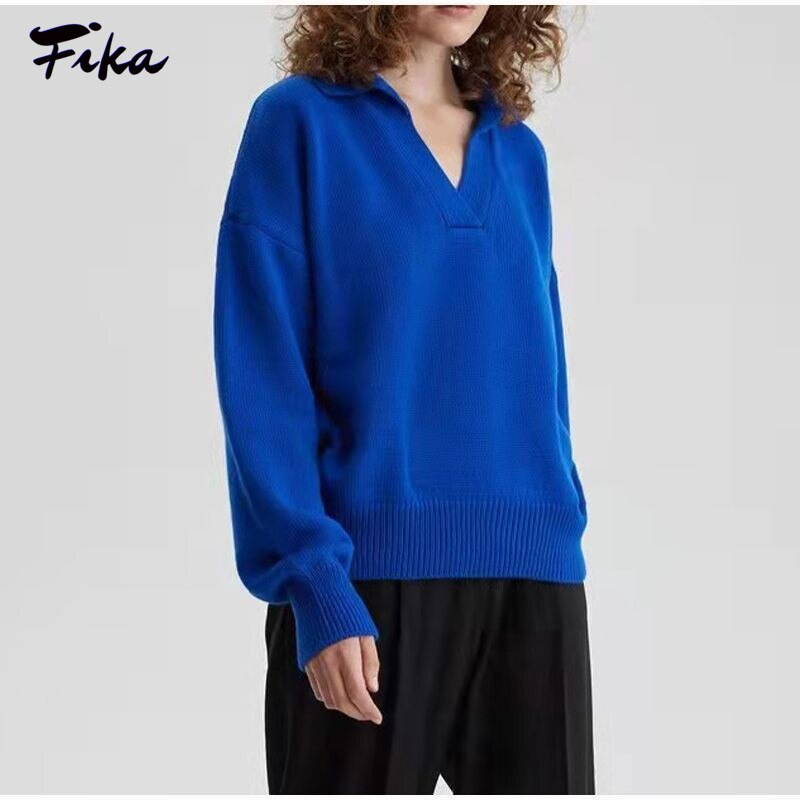 Polo apkakle rudens ziemas cieti džemperi, džemperi, sieviešu 2022. gada brīvs, biezs džemperis, gadījuma rakstura liela izmēra trikotāžas, elegants sieviešu džemperis