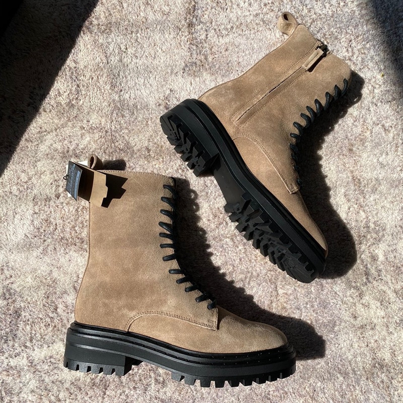 Maxdutti Anglijas High Street vintage sānu rāvējslēdzēja puse govs ādas potītes zābaki ziemas zābaki sieviešu apavi Sieviete Botas Mujer apavi sievietēm