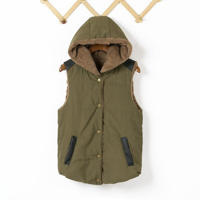 2021. gada jauns rudens ziemas sieviešu veste ar kapuci, kažokādas kažokādas veste bieza, silta kokvilnas veste Modes virsdrēbes ar vienrindu lielizmēra mēteļi