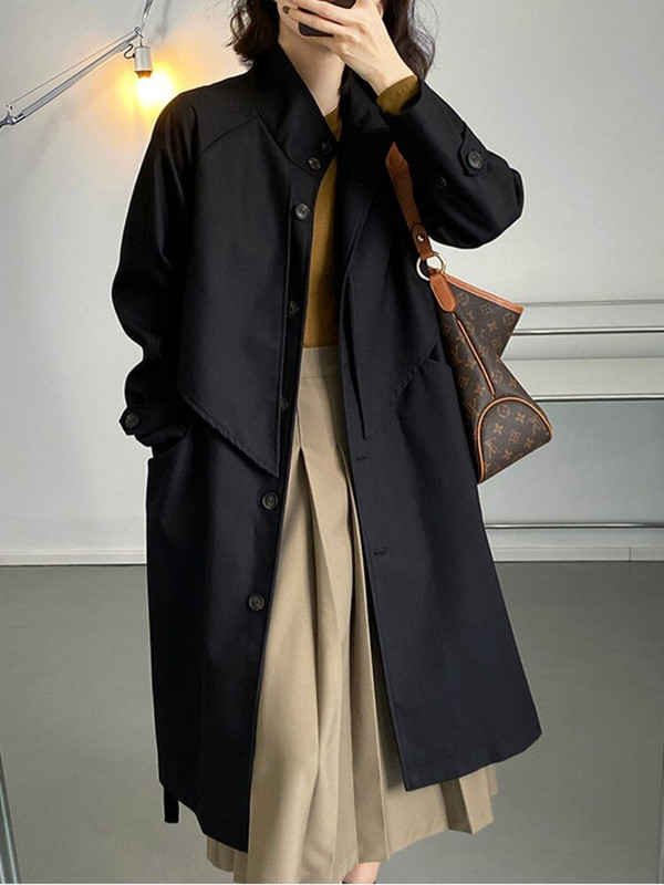 DEAT Fashion sieviešu mētelis, jauns, brīvs, vienrindas atloks ar garām piedurknēm, dalītu muguru vējjaka, 2022. gada rudens 17A599H