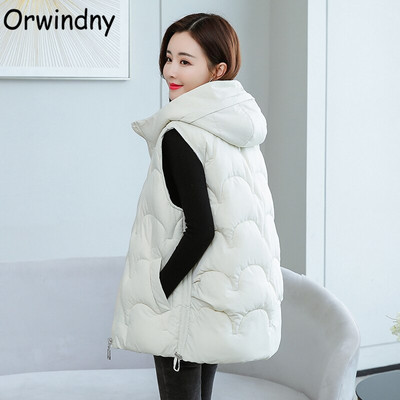 Orwindny soe plisseeritud vest mantel naiste sügistalvine kapuutsiga vest Lumikandmine 5XL jope varrukateta