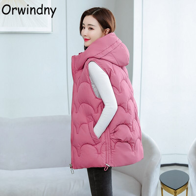 Orwindny soe plisseeritud vest mantel naiste sügistalvine kapuutsiga vest Lumikandmine 5XL jope varrukateta