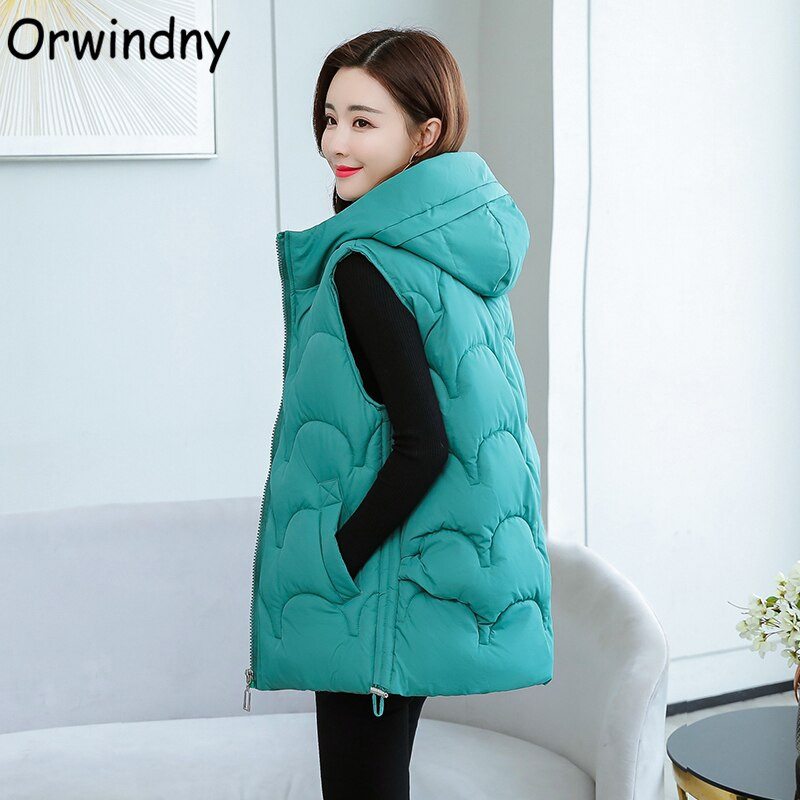 Orwindny soe plisseeritud vest mantel naiste sügistalvine kapuutsiga vest Lumikandmine 5XL jope varrukateta