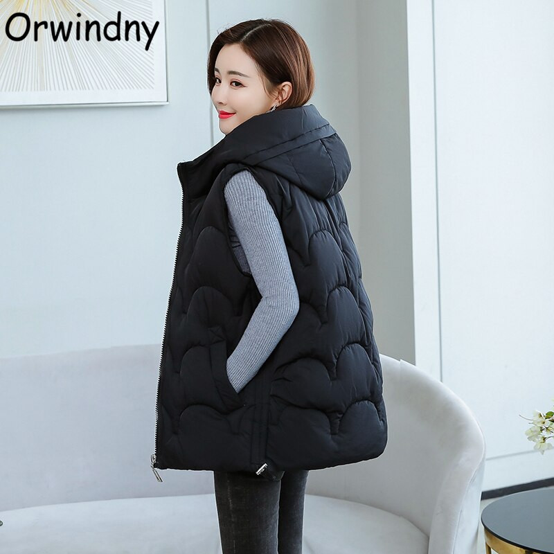Orwindny soe plisseeritud vest mantel naiste sügistalvine kapuutsiga vest Lumikandmine 5XL jope varrukateta