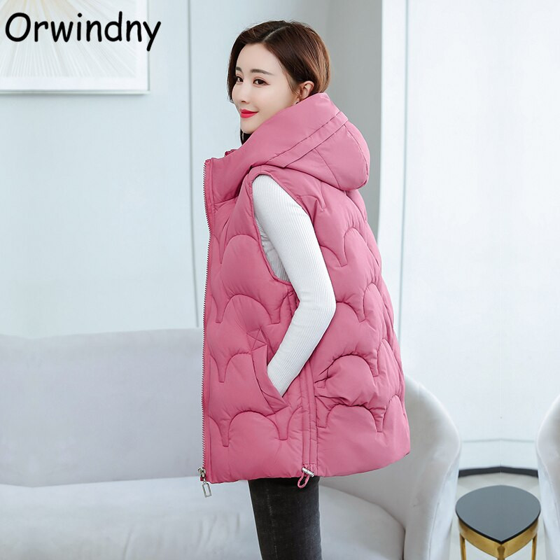 Orwindny soe plisseeritud vest mantel naiste sügistalvine kapuutsiga vest Lumikandmine 5XL jope varrukateta