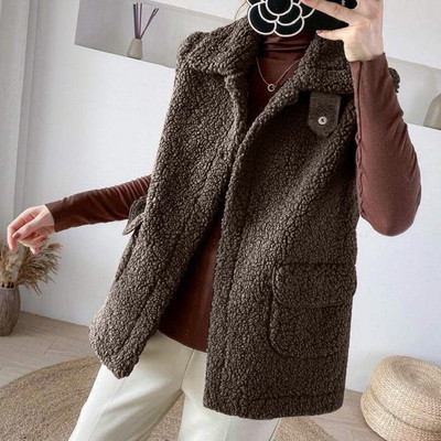 Plišani i debeli prsluk, nova ženstvena korejska verzija za jesen/zimu 2021., topli plišani ženski kaput bez rukava na rever