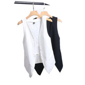 Veste Sieviešu Pavasara Rudens Bezpiedurknēm Sieviešu Vestes Mētelis Vasaras Plānas Kokvilnas Un Lina Top Īsa Jaka Balta Melna 4XL