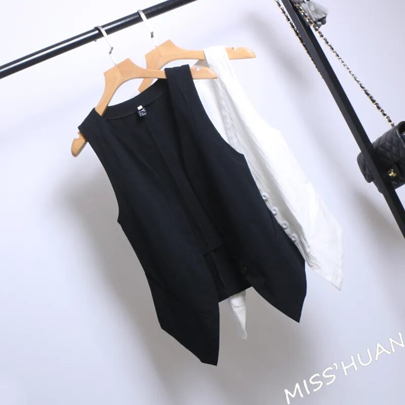 Veste Sieviešu Pavasara Rudens Bezpiedurknēm Sieviešu Vestes Mētelis Vasaras Plānas Kokvilnas Un Lina Top Īsa Jaka Balta Melna 4XL