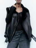 TRAF Ženska modna zimska jakna od umjetne kože 2022 Fleece lning Thicken Topla jakna Vintage PU ženski prsluk Chic Topovi