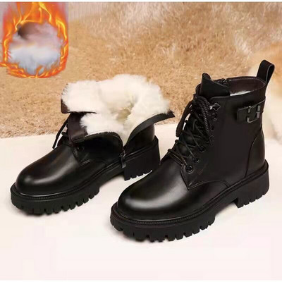 Naiste talvised mootorrattasaapad, soojad plüüsnahast naiste platvormkingad Kunstnahast mood Naiste punk-lühikesed saapad 2022 Uus