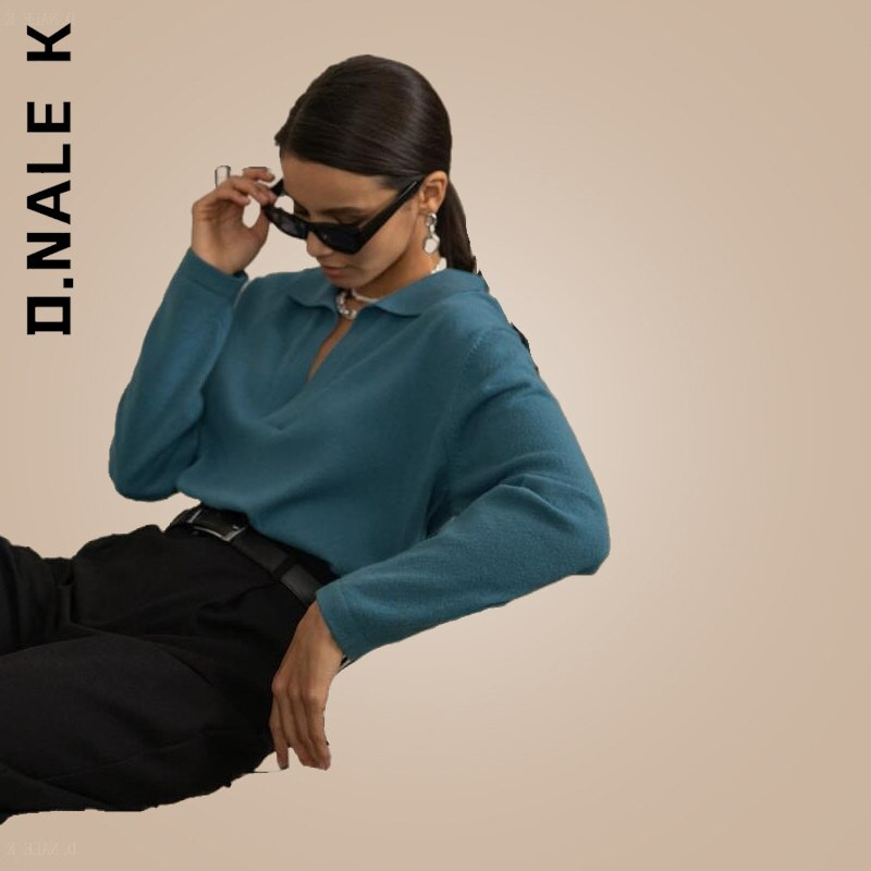 D.Nale K Jesen Zima Ženski široki debeli pulover od kašmira Vintage polo pulover s ovratnikom Ženski topli džemper