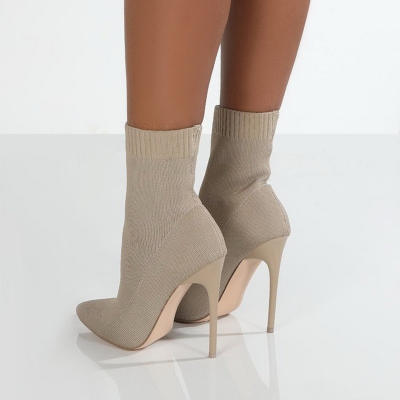 Sügis/talvised poolsaapad terava ninaga naiste kingad, paksud kontsad, Martin stretškootud sokid kingad suurus 43 naiste kingad