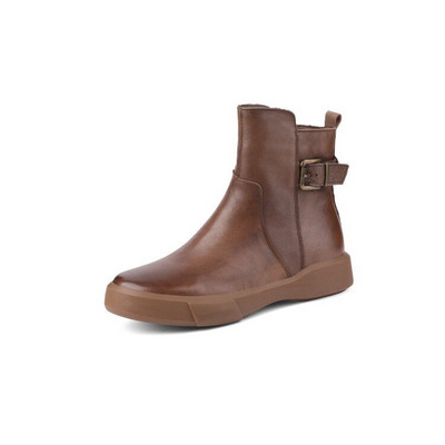 2022. gada jauni Chelsea zābaki sievietēm rudens ziemas ādas sieviešu apavi Retro ikdienišķa plakana puszābaki sieviešu īsi zābaki ar platformu