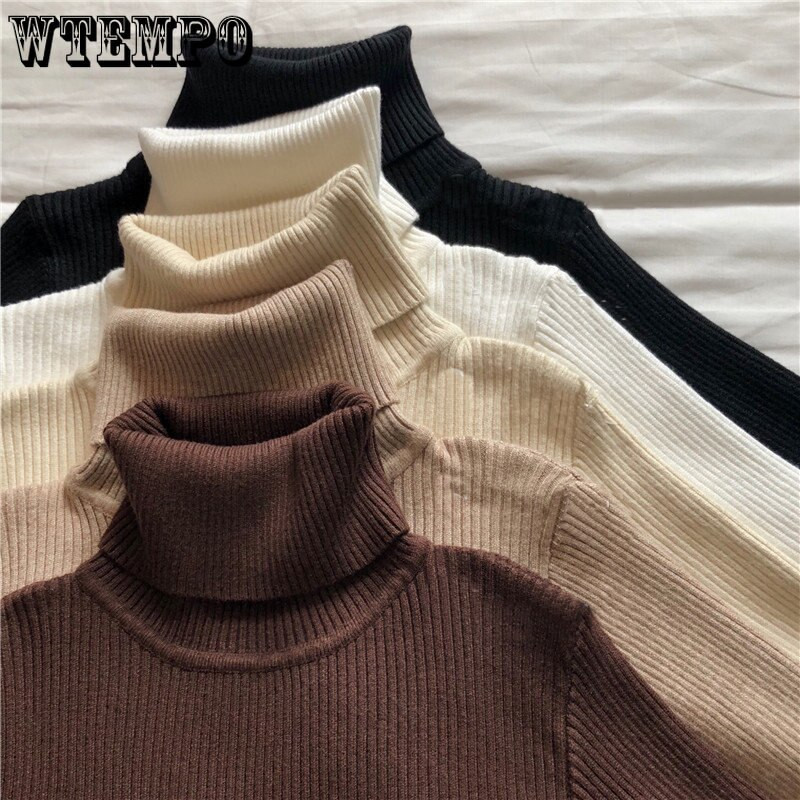 Džemperis ar bruņurupuču apkakli Seksīgs, šaurs džemperis Sieviešu garām piedurknēm šauri pieguļošs džemperis korejiešu modes Y2k topi Ikdienas trikotāžas pamata krekli