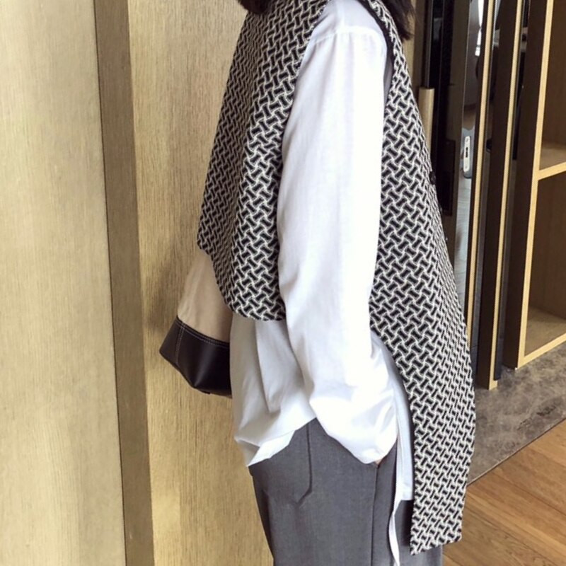 Vestes Sieviešu asimetriskas, viss atbilst divrindu elegants pavasara jaunais populārs dizains virsdrēbes koledžas vintage brīvā laika korejiešu mode