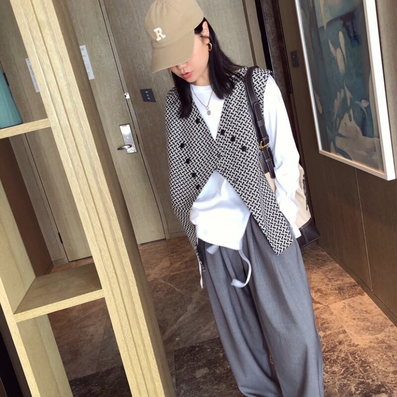 Vestes Sieviešu asimetriskas, viss atbilst divrindu elegants pavasara jaunais populārs dizains virsdrēbes koledžas vintage brīvā laika korejiešu mode