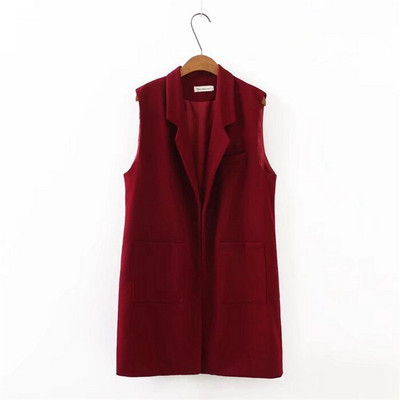 Sieviešu veste bez piedurknēm, 2022. gada pavasara rudens, jauna mode, vienkrāsains uzvalka apkakle Colete, liela kabatas jaka, ikdienas topi sievietēm