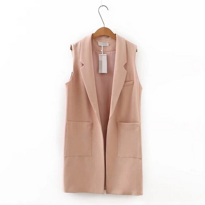 Sieviešu veste bez piedurknēm, 2022. gada pavasara rudens, jauna mode, vienkrāsains uzvalka apkakle Colete, liela kabatas jaka, ikdienas topi sievietēm